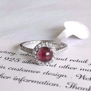 Solid 925 Silver Natural Garnet Ring